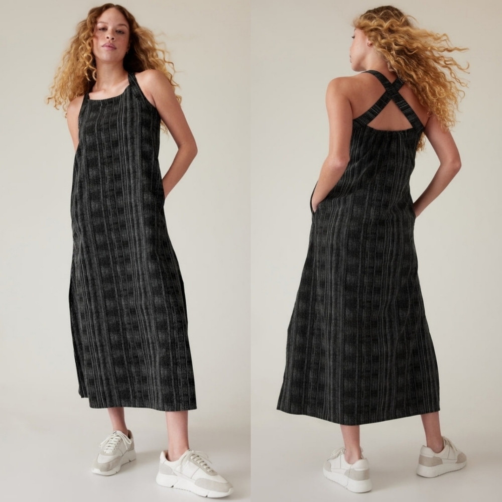 Athleta NWT Black Halter Maxi Arrival Dress sz Medium